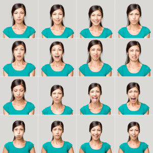 Young woman making facial expressions